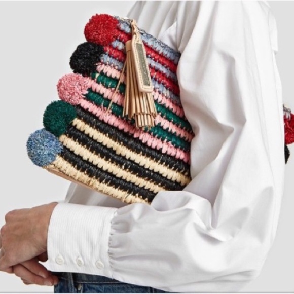 Loeffler Randall Handbags - LOEFFLER RANDALL Rainbow Straw Pouch Clutch Purse